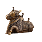 Carved Pure Brass Nandi Matte Gold Art Three Shiv Lings - Sacred Trinity | Jaipurio